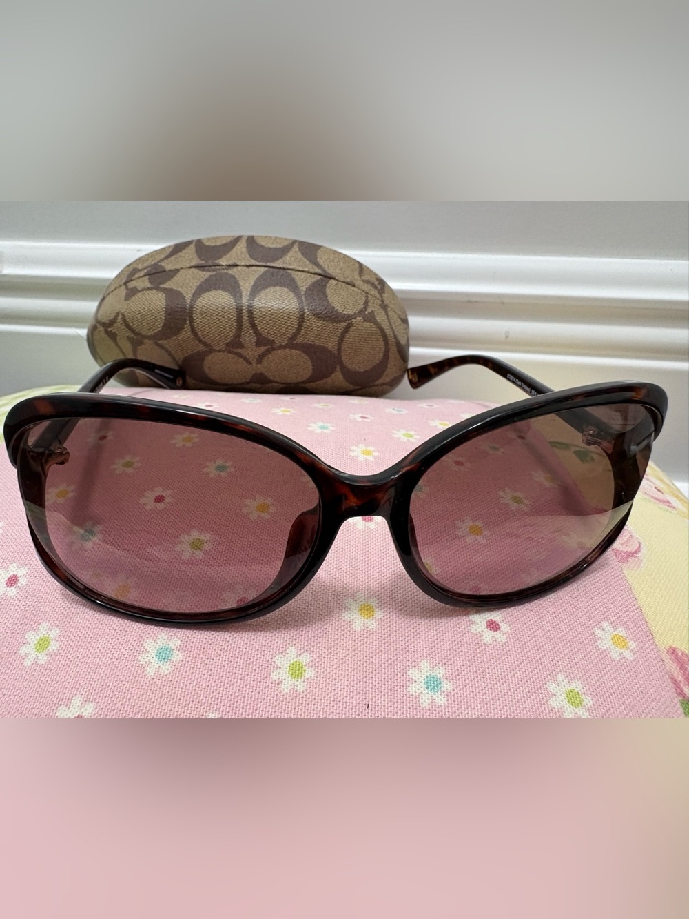 Coach Tortoise Frame Sunglasses with Brown Lenses